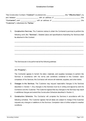Documents contractuels pour projets de construction