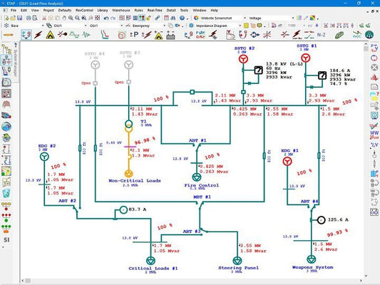 ETap electrical peer review software interface showing single-line diagram verification and protection coordination review by EPTM LTD