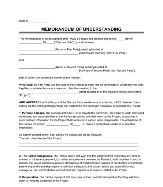 MOU/Agreement Documents for Construction Projects